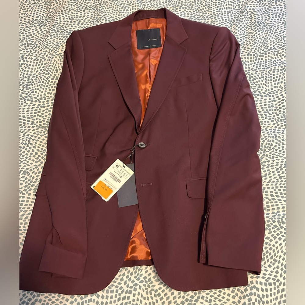 New Zara Burgundy Blazer US sz 44